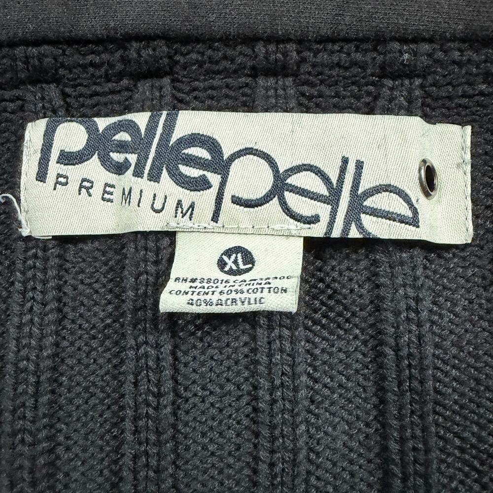 Pelle Pelle Cardigan Sweater XL Black Y2K Streetwear Hip Hop Patches - Picture 3 of 13